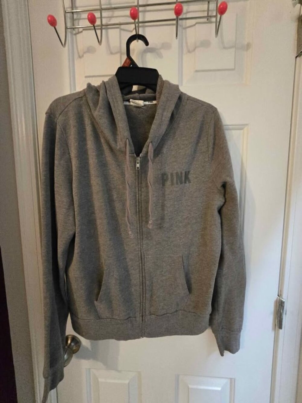 Victoria's Secret PINK Gray Zip-Up Hoodie Size Large